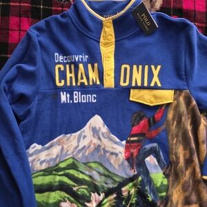 Mens Ralph Lauren Mens Blue and Yellow Chamonix Sweatshirt